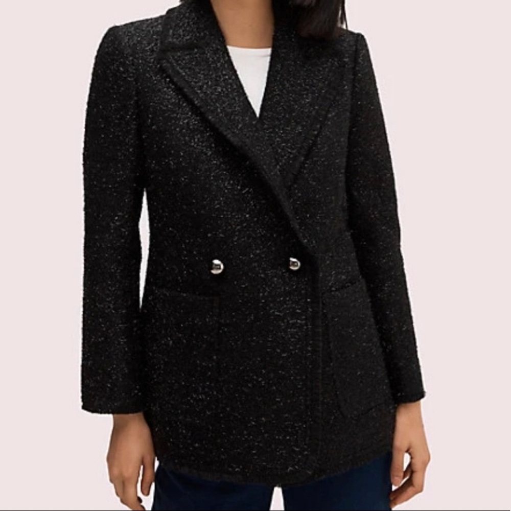 Kate Spade Women’s sparkle Tinsel Blazer black sliver - Size 00